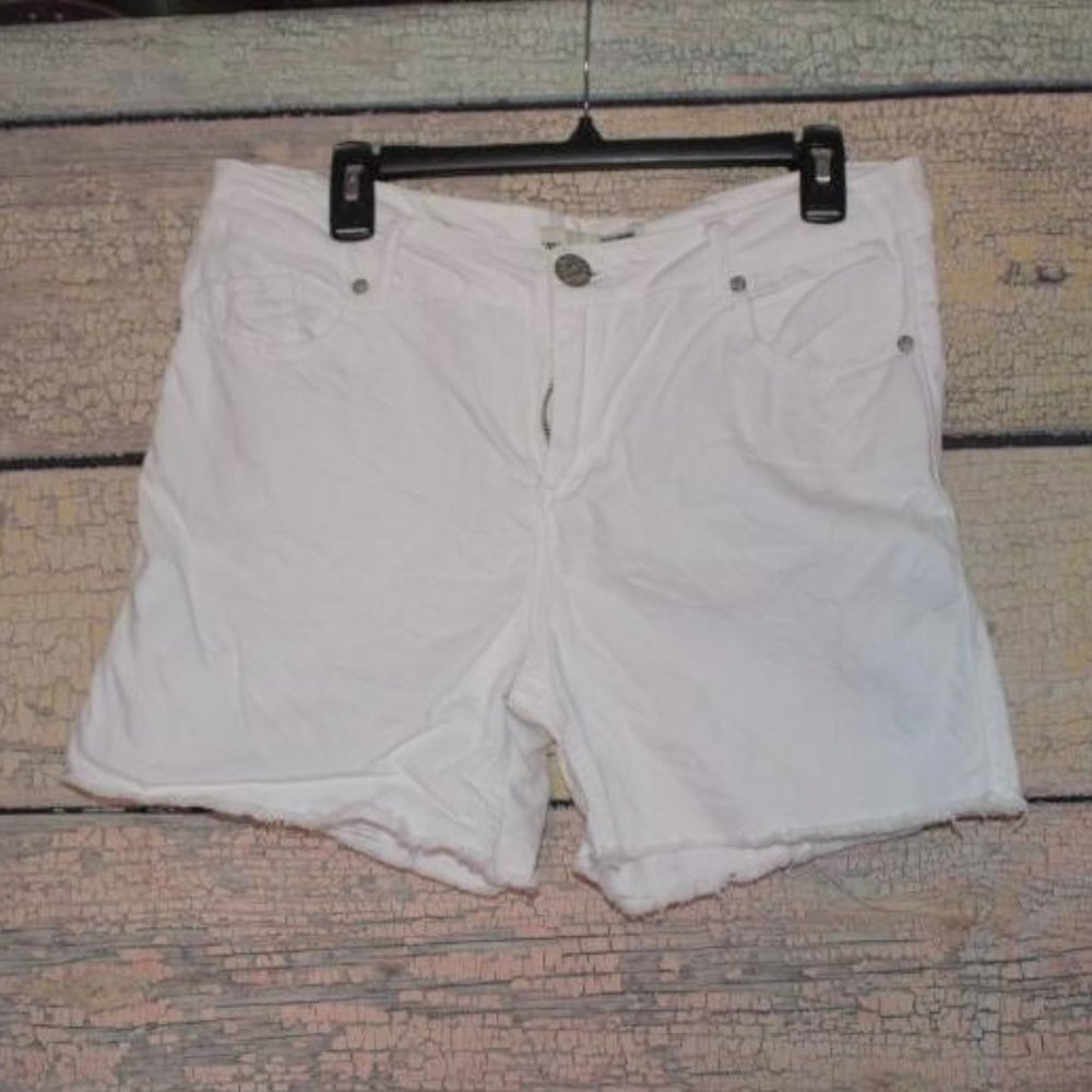 Blue Epic White Jean Shorts Cutoffs Zipper & Button Entry Size 12